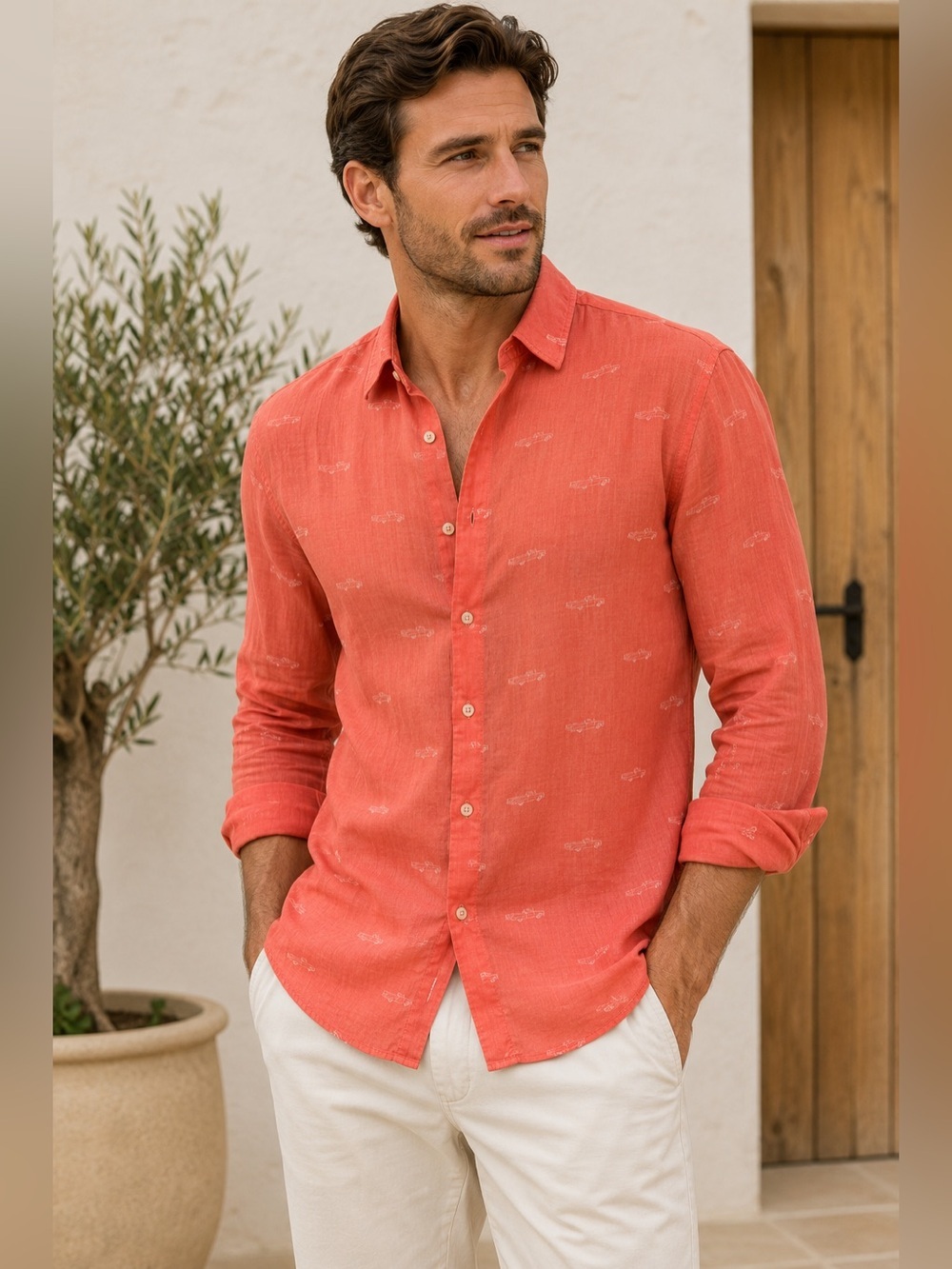 Zara Coral Button-Down Shirt Size M Summer Lightweight Festival Casual Vacation